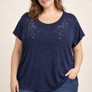 Apt. 9 Blue Embellished Women's Top size 1X
